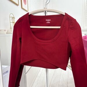 red long sleeve top